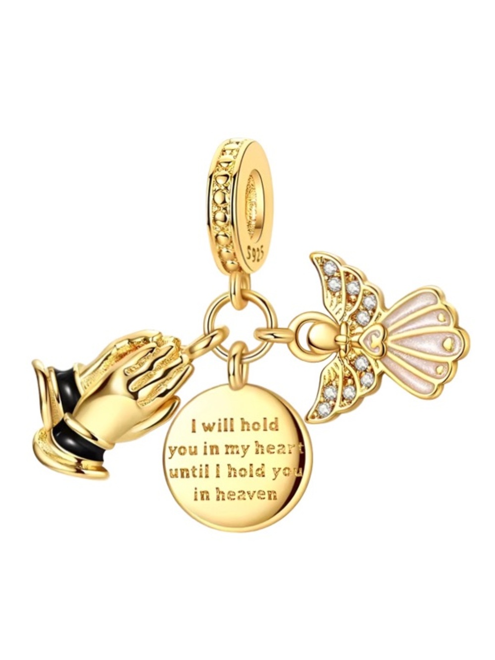 Yellow Gold Angel in Heaven Trio Dangle Charm